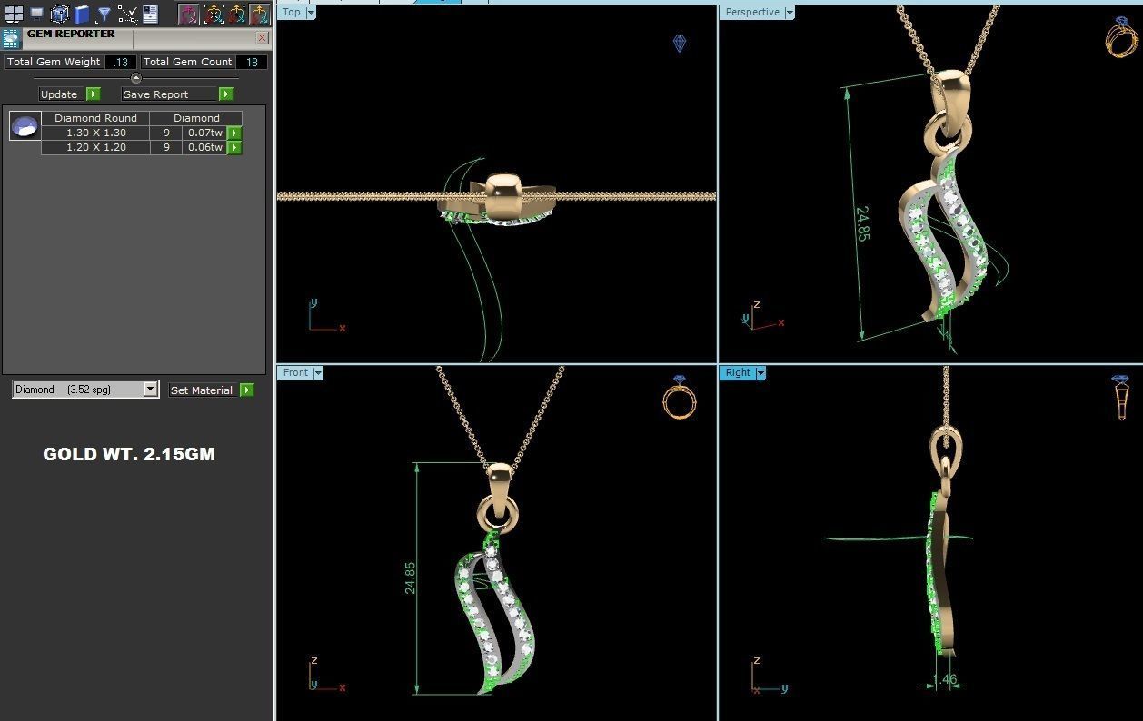 Light wt Diamond Charms Pendant 3dm render Detail 3D print model_4