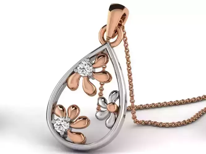 Flower Light wt Diamond Charms Pendant 3dm render Detail 3D print model