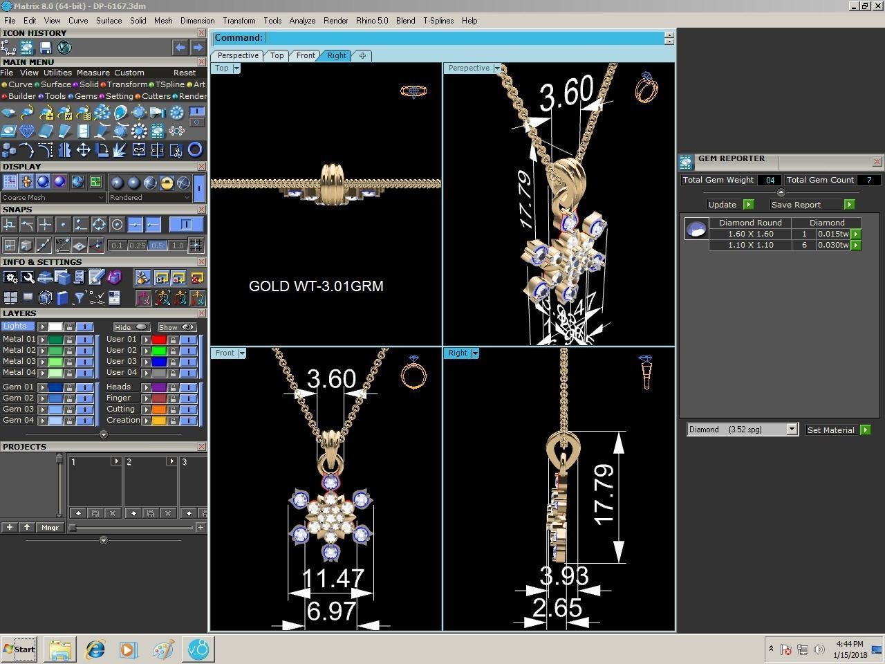 Light wt Diamond Charms Pendant 3dm render Detail 3D print model_4