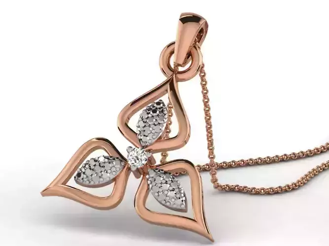 Flower Light wt Diamond Charms Pendant 3dm render Detail