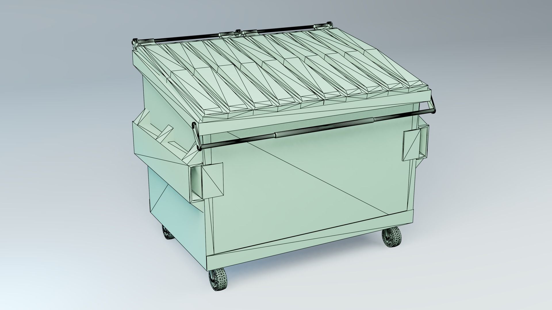 Dumpster garbage can on wheels Low-poly 3D model_4