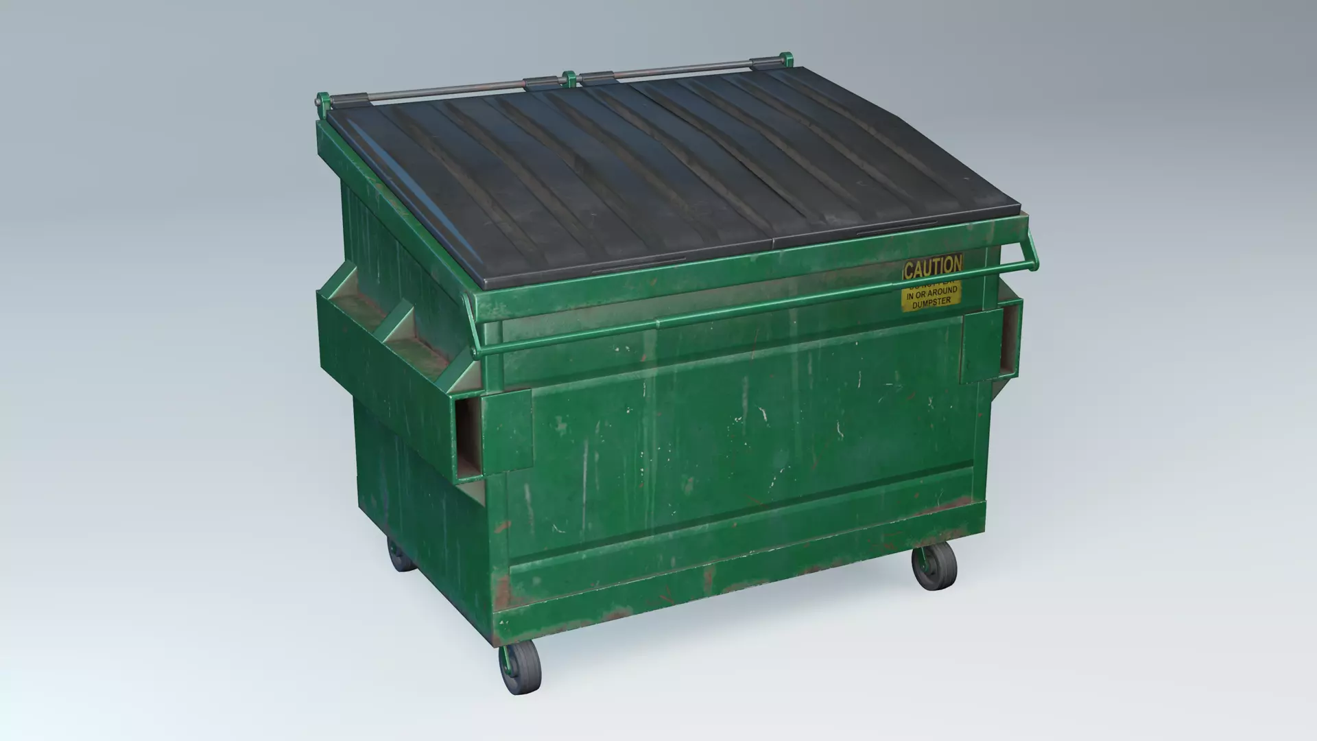 Dumpster garbage can on wheels Low-poly 3D model_0