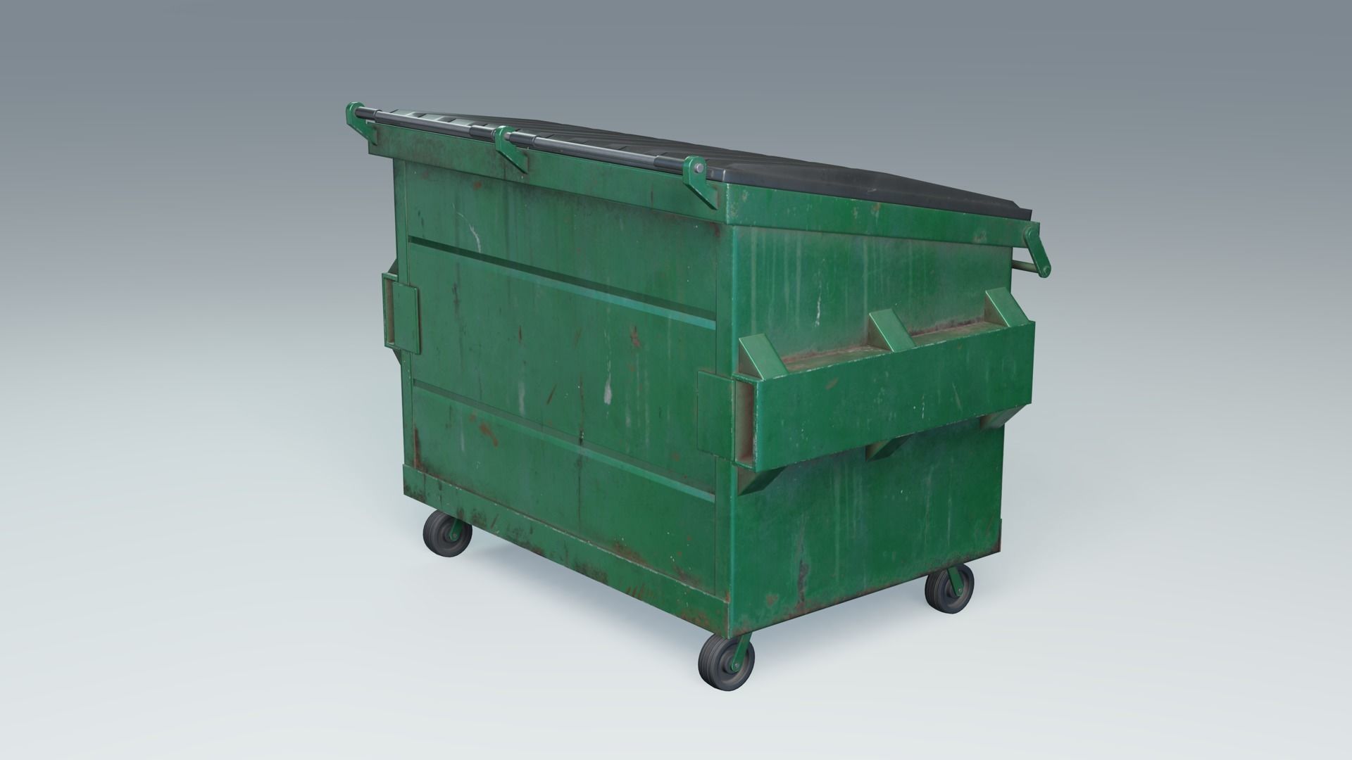Dumpster garbage can on wheels Low-poly 3D model_1