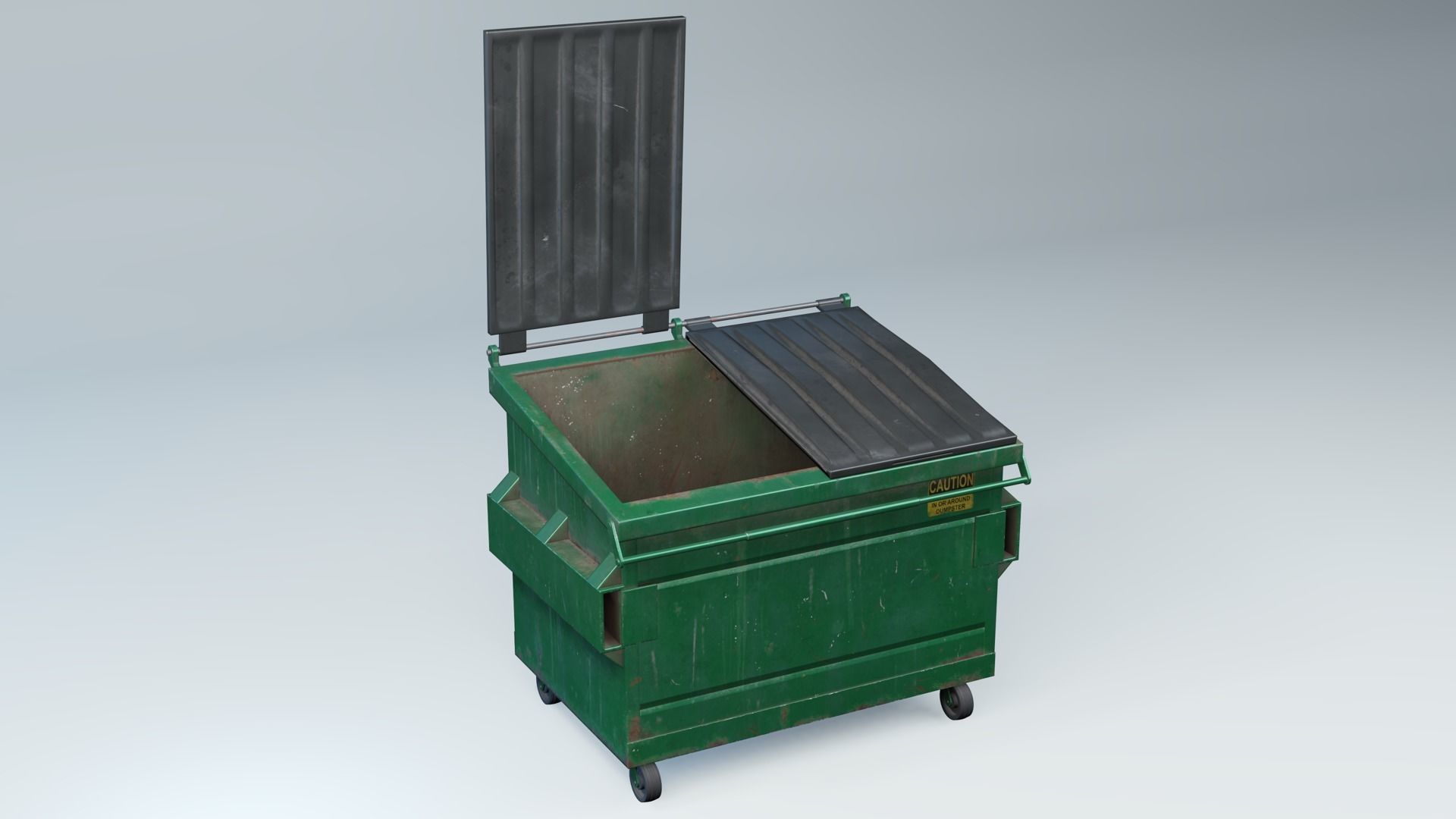 Dumpster garbage can on wheels Low-poly 3D model_2