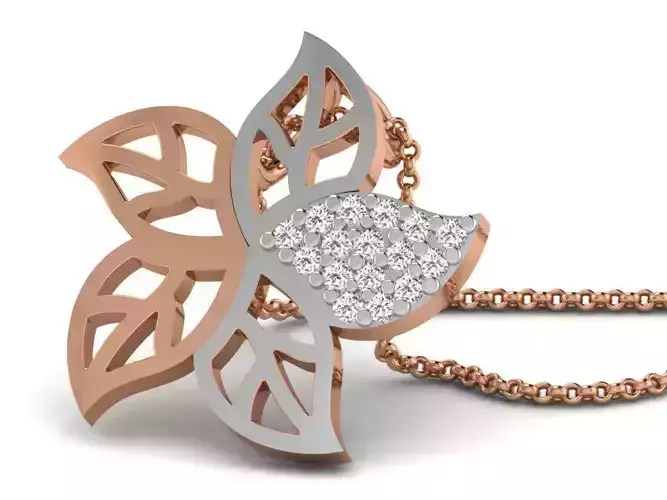 Flower Light wt Diamond Charms Pendant 3dm render Detail