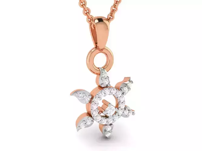 Sun Light wt Diamond Charms Pendant 3dm render Detail