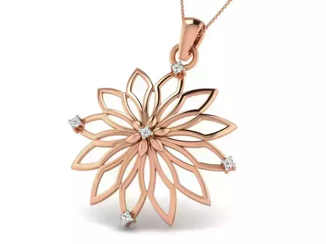 Flower Light wt Diamond Charms Pendant 3dm render Detail