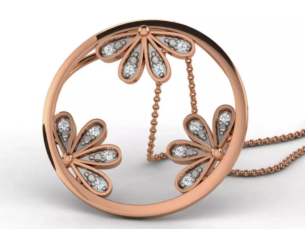 Flower Light wt Diamond Charms Pendant 3dm render Detail 3D print model_0