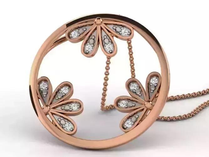 Flower Light wt Diamond Charms Pendant 3dm render Detail