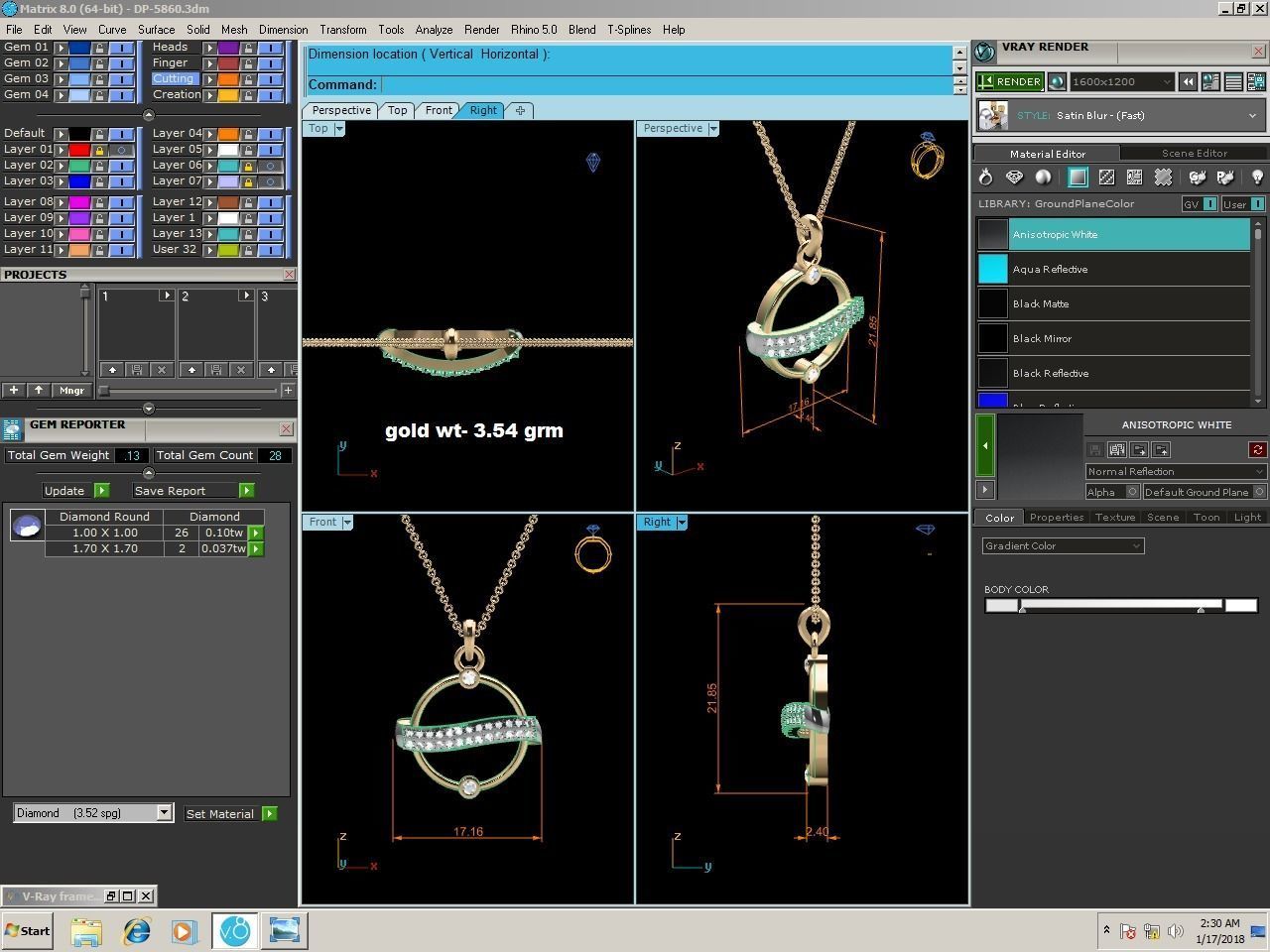 Planet Light wt Diamond Charms Pendant 3dm render Detail 3D print model_1