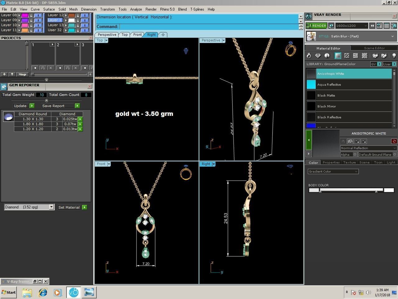 Light wt Diamond Charms Pendant 3dm render Detail 3D print model_1