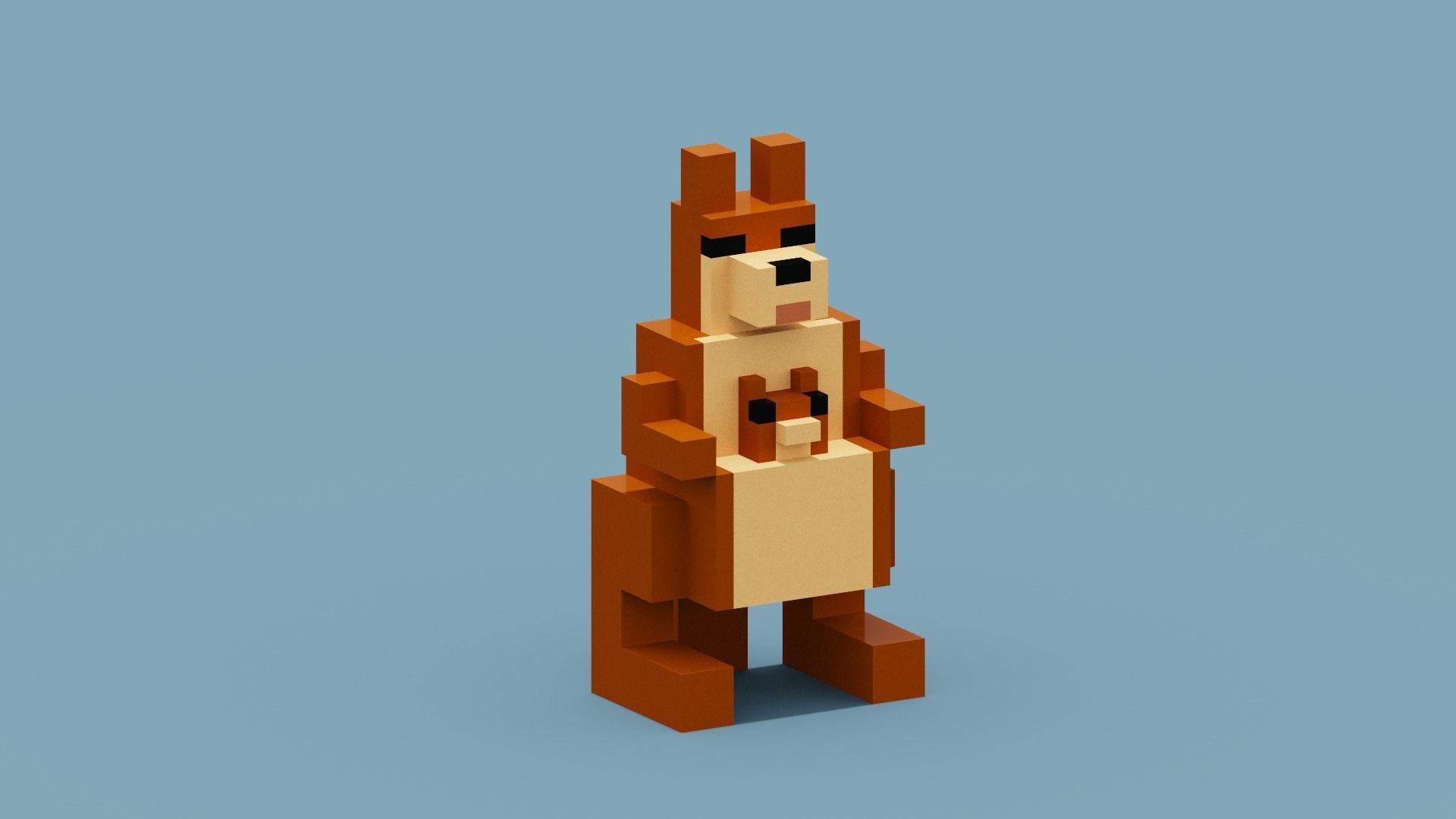 Voxel Kangaroo Low-poly 3D model_8