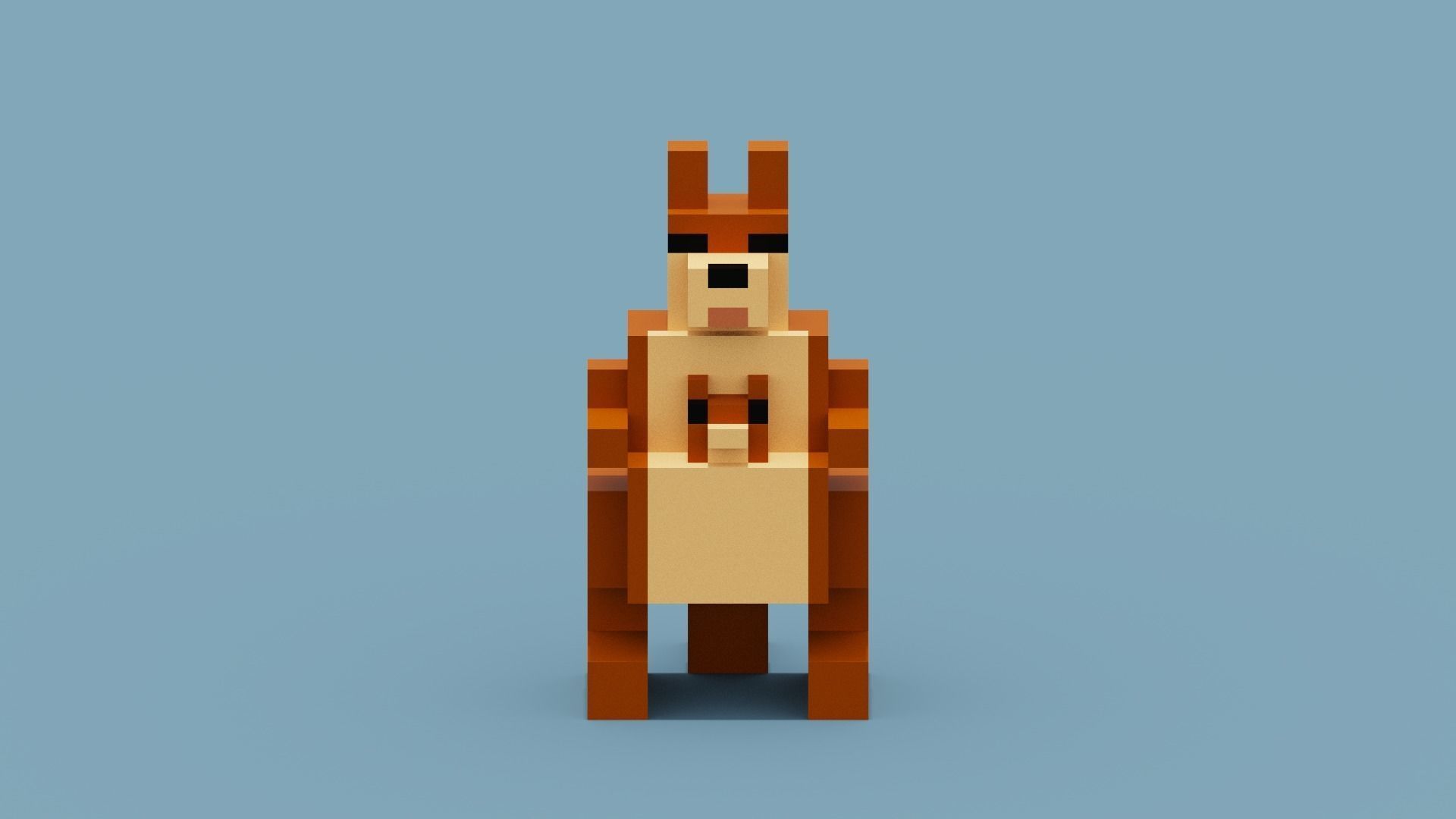 Voxel Kangaroo Low-poly 3D model_7