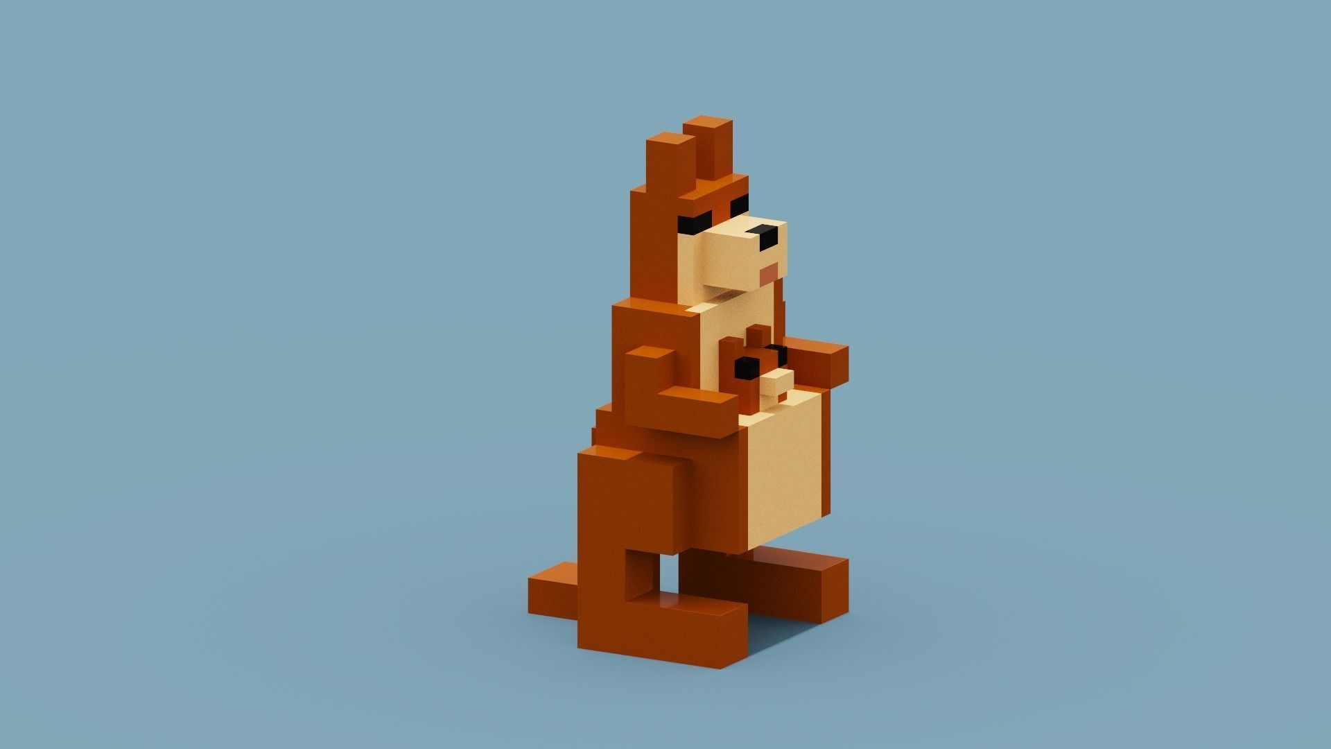 Voxel Kangaroo Low-poly 3D model_10