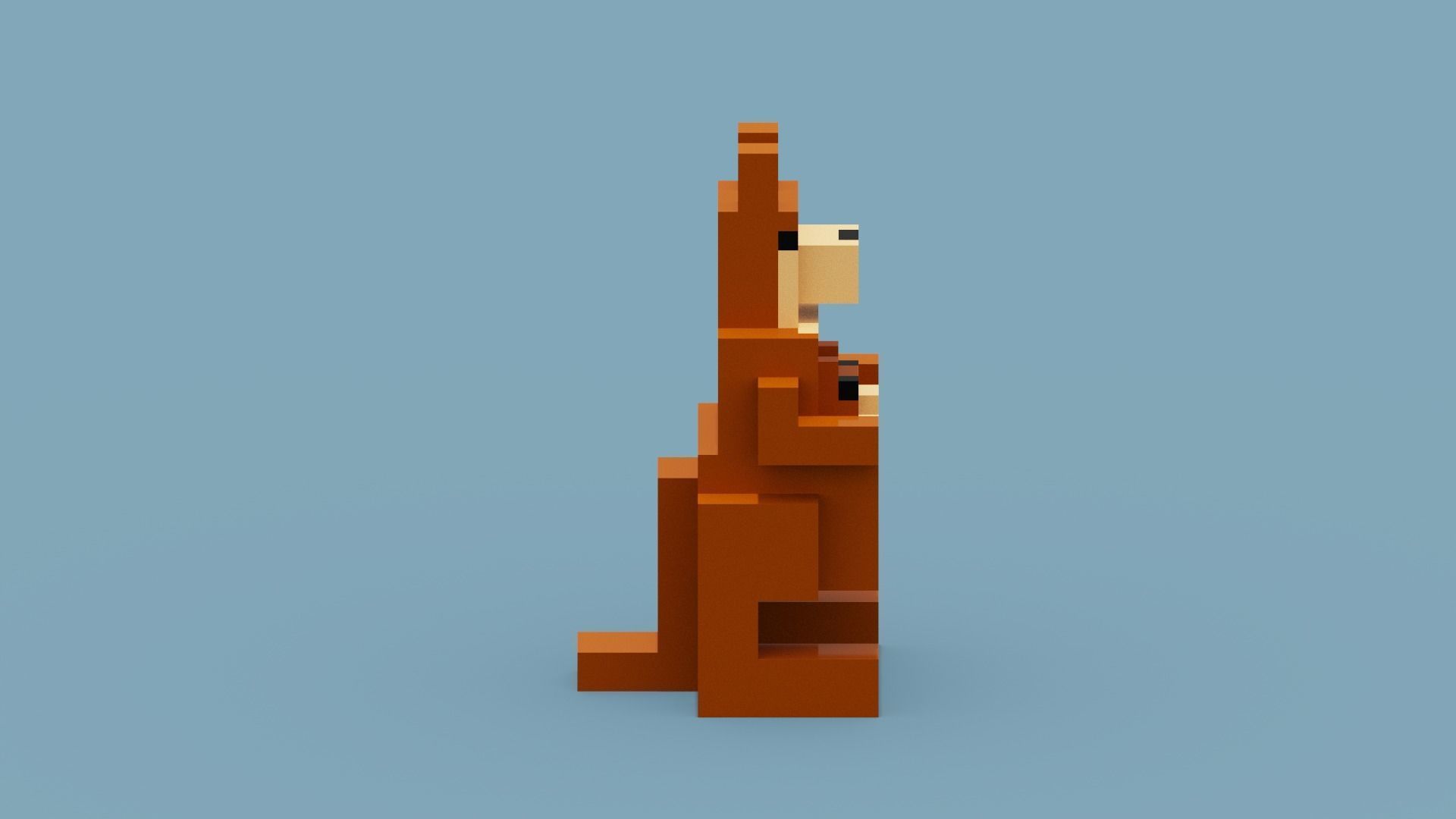 Voxel Kangaroo Low-poly 3D model_9