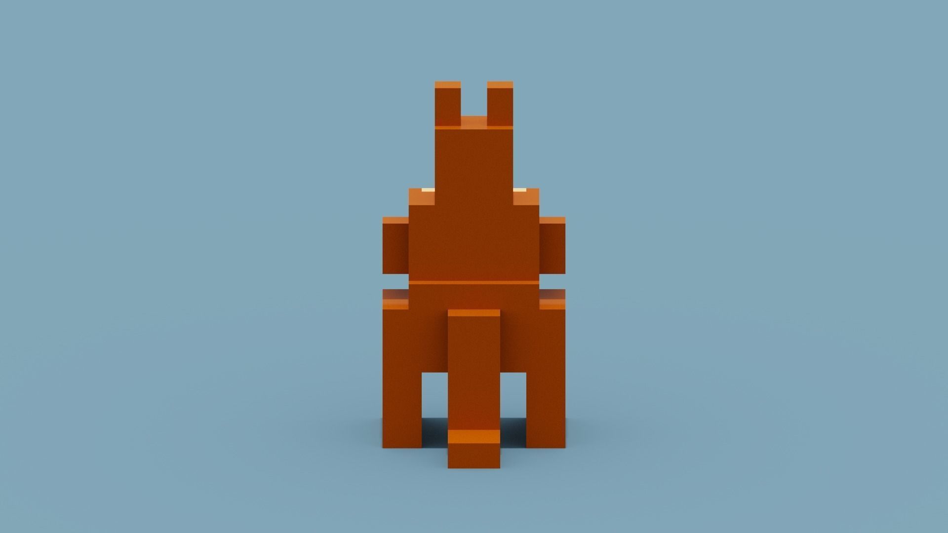 Voxel Kangaroo Low-poly 3D model_4
