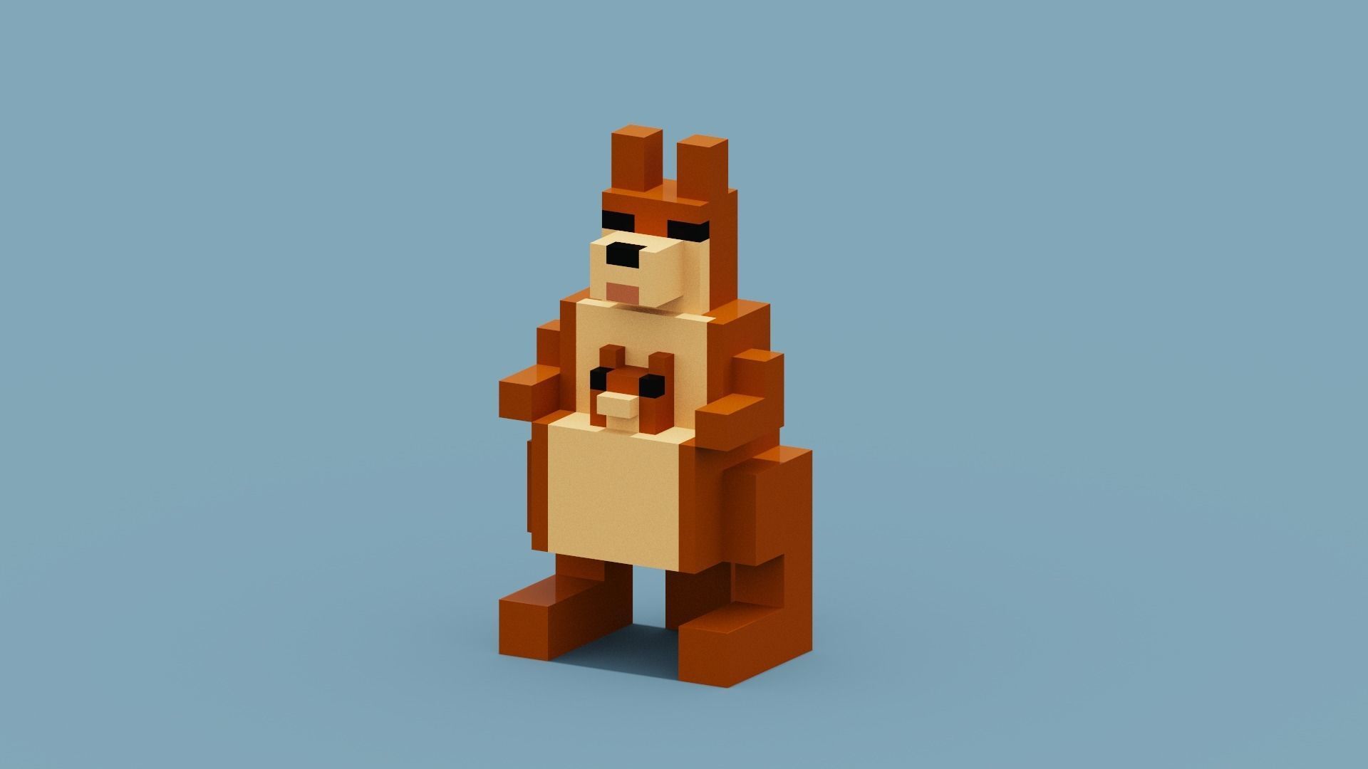 Voxel Kangaroo Low-poly 3D model_11