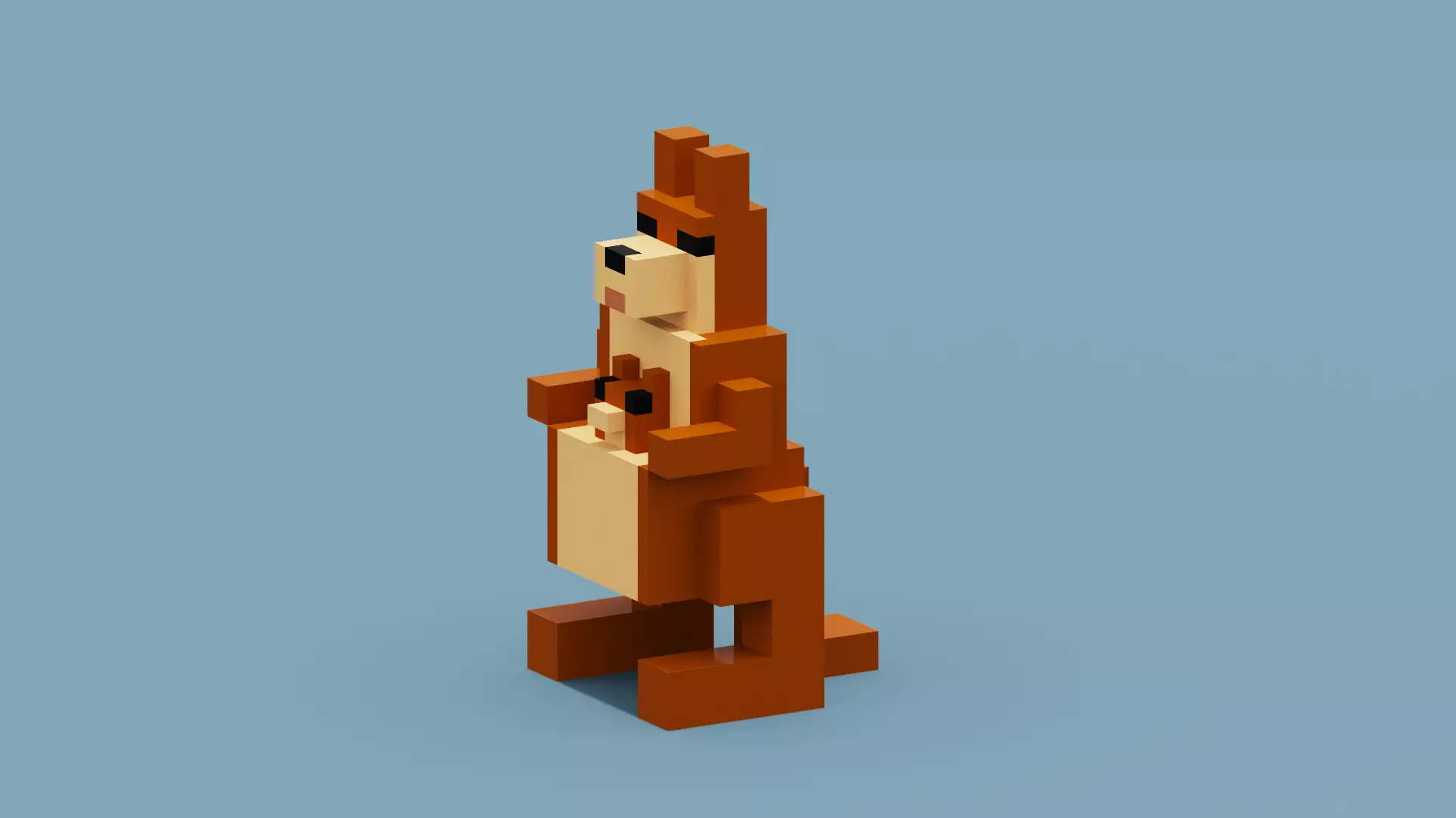 Voxel Kangaroo Low-poly 3D model_0