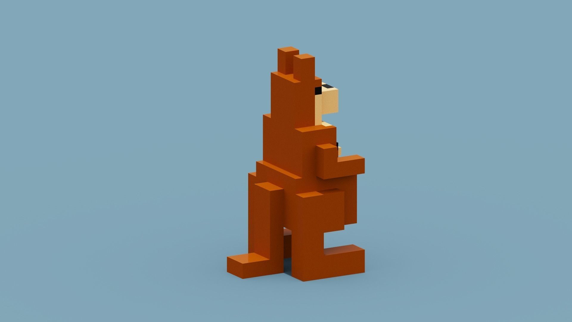 Voxel Kangaroo Low-poly 3D model_5