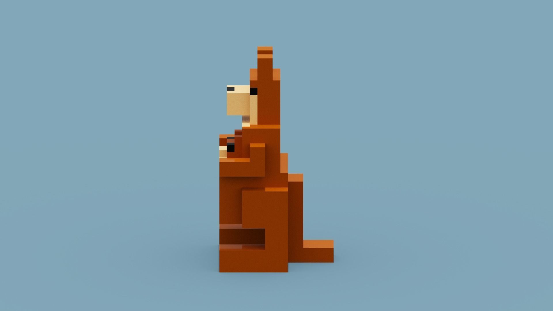 Voxel Kangaroo Low-poly 3D model_1