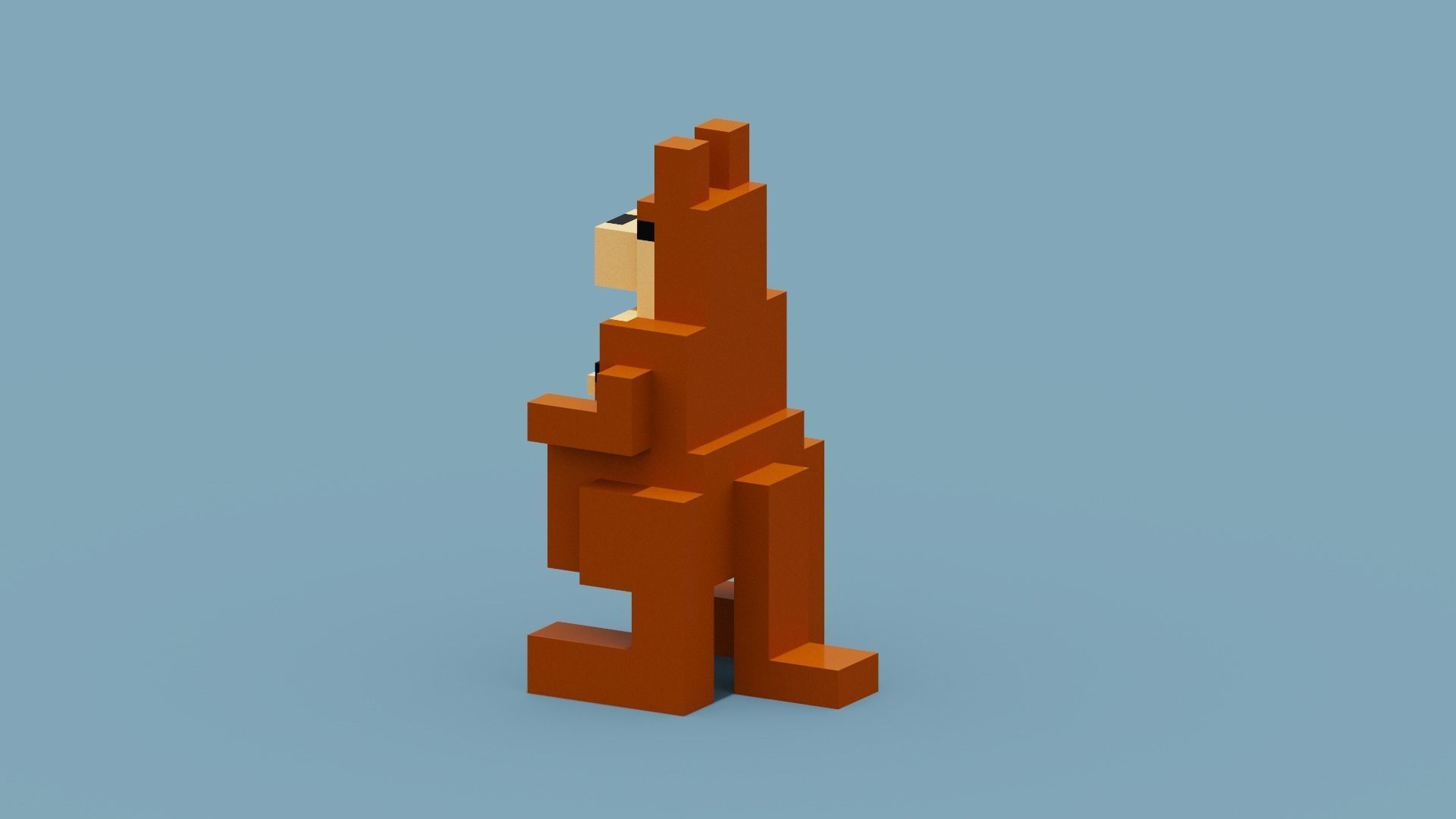 Voxel Kangaroo Low-poly 3D model_6