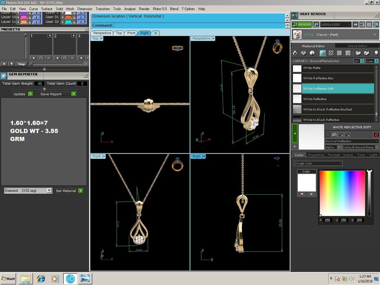 Light wt Diamond Charms Pendant 3dm render Detail 3D print model_1