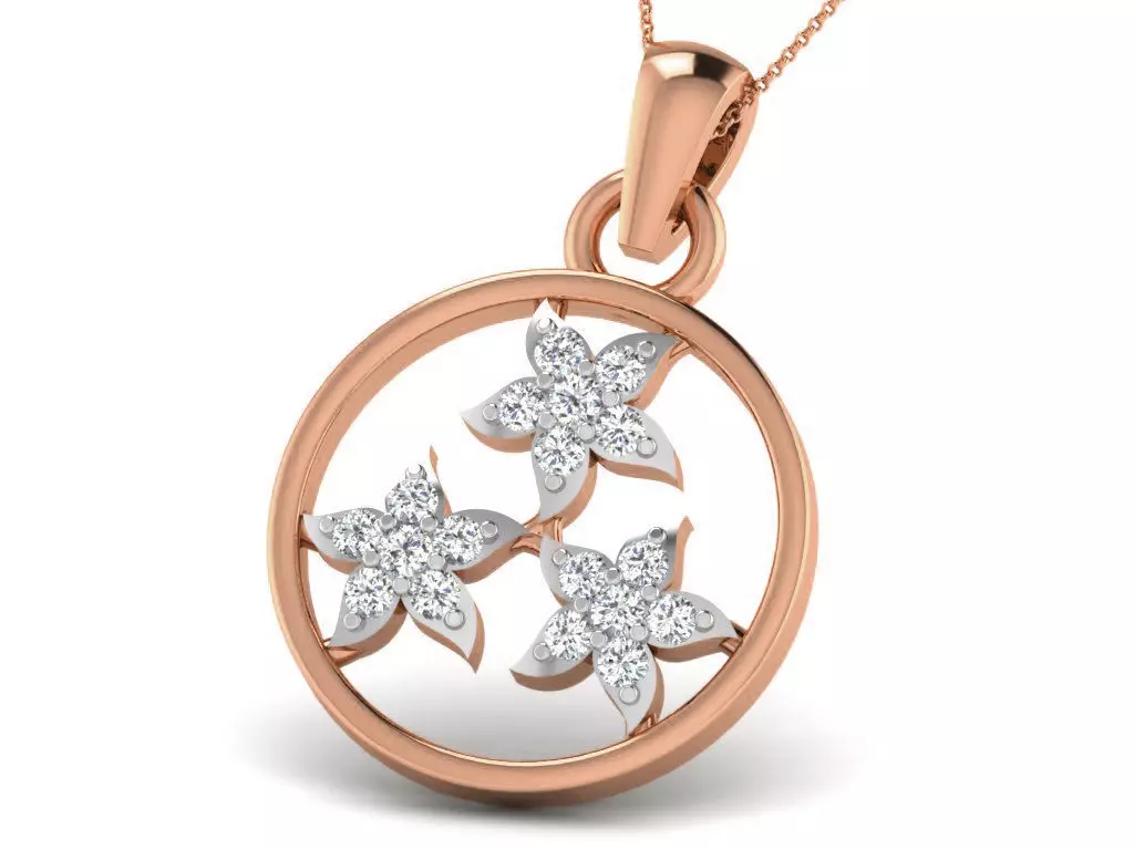 Tri-Star Light wt Diamond Charms Pendant 3dm render Detail 3D print model_0