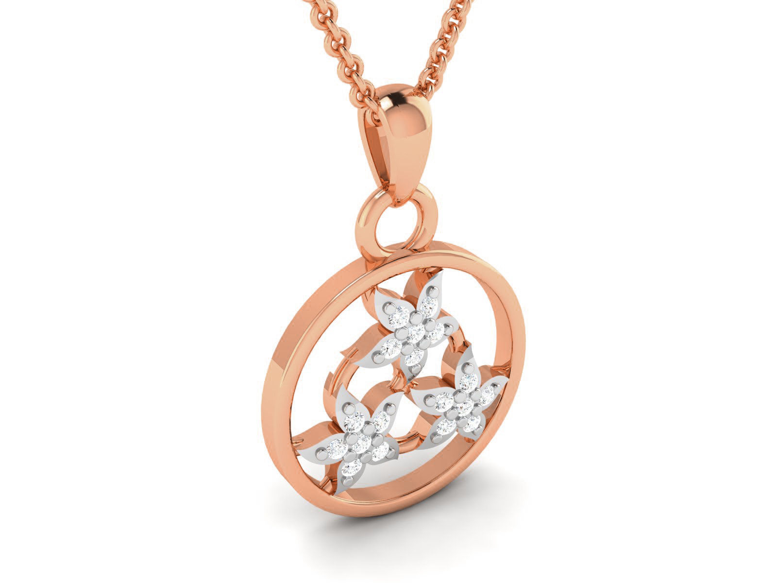 Tri-Star Light wt Diamond Charms Pendant 3dm render Detail 3D print model_4