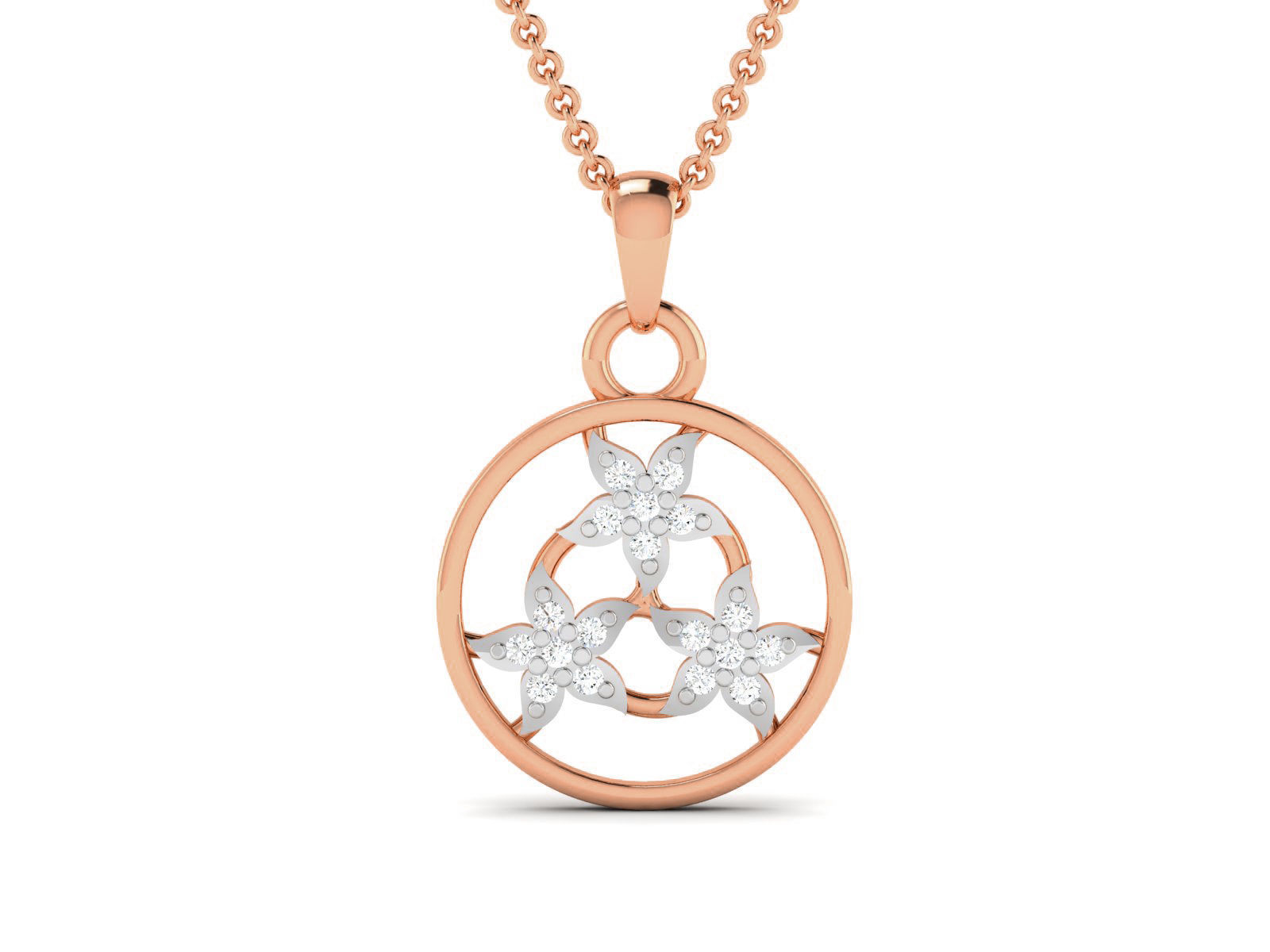 Tri-Star Light wt Diamond Charms Pendant 3dm render Detail 3D print model_2