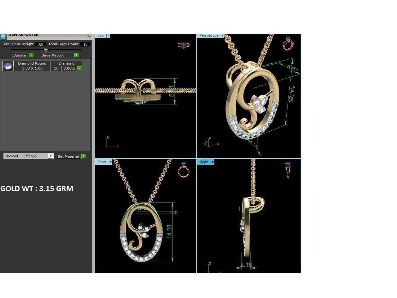 Light wt Diamond Charms Pendant 3dm render Detail 3D print model_3