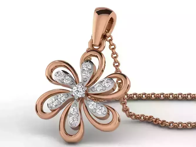 Flower Light wt Diamond Charms Pendant 3dm render Detail 3D print model