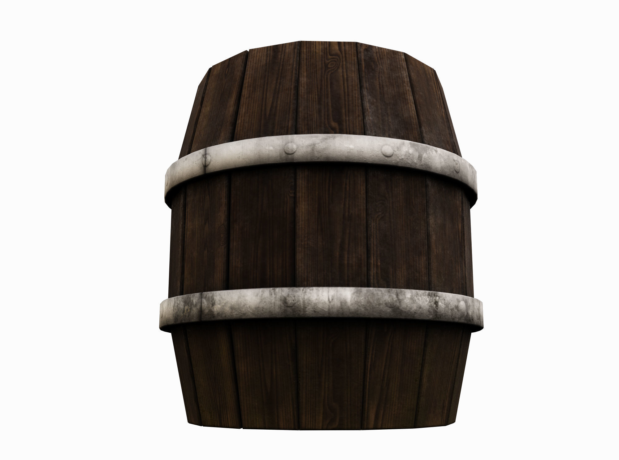 Barrel Wooden Low-poly 3D model_2