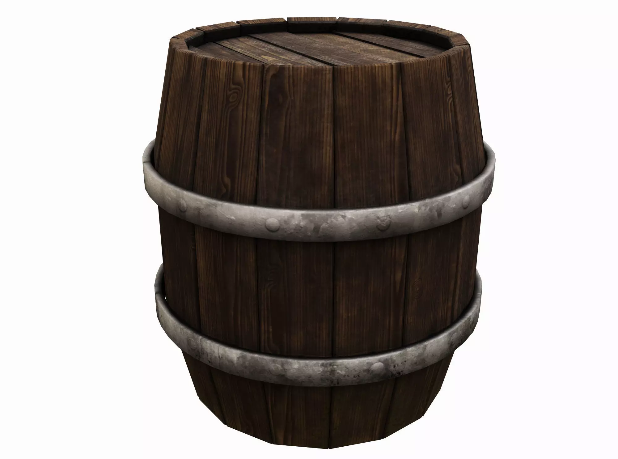 Barrel Wooden Low-poly 3D model_0