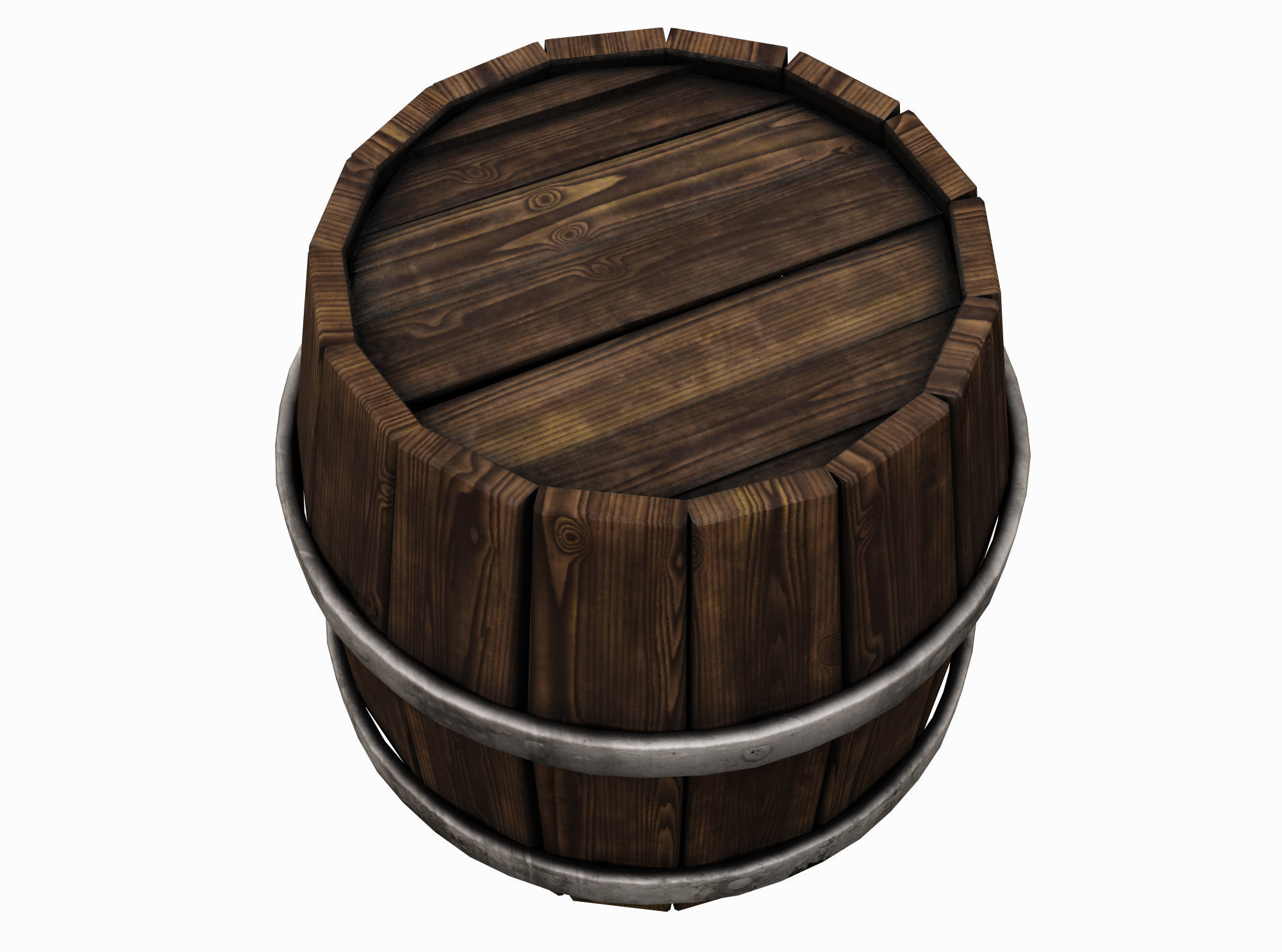 Barrel Wooden Low-poly 3D model_1