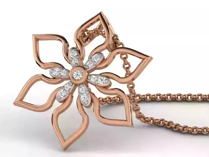 Flower Light wt Diamond Charms Pendant 3dm render Detail 3D print model