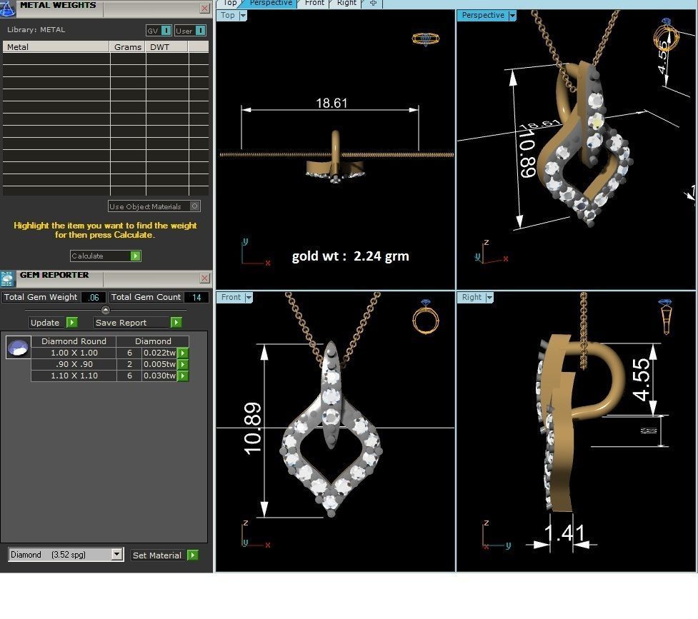 Light wt Diamond Charms Pendant 3dm render Detail 3D print model_4