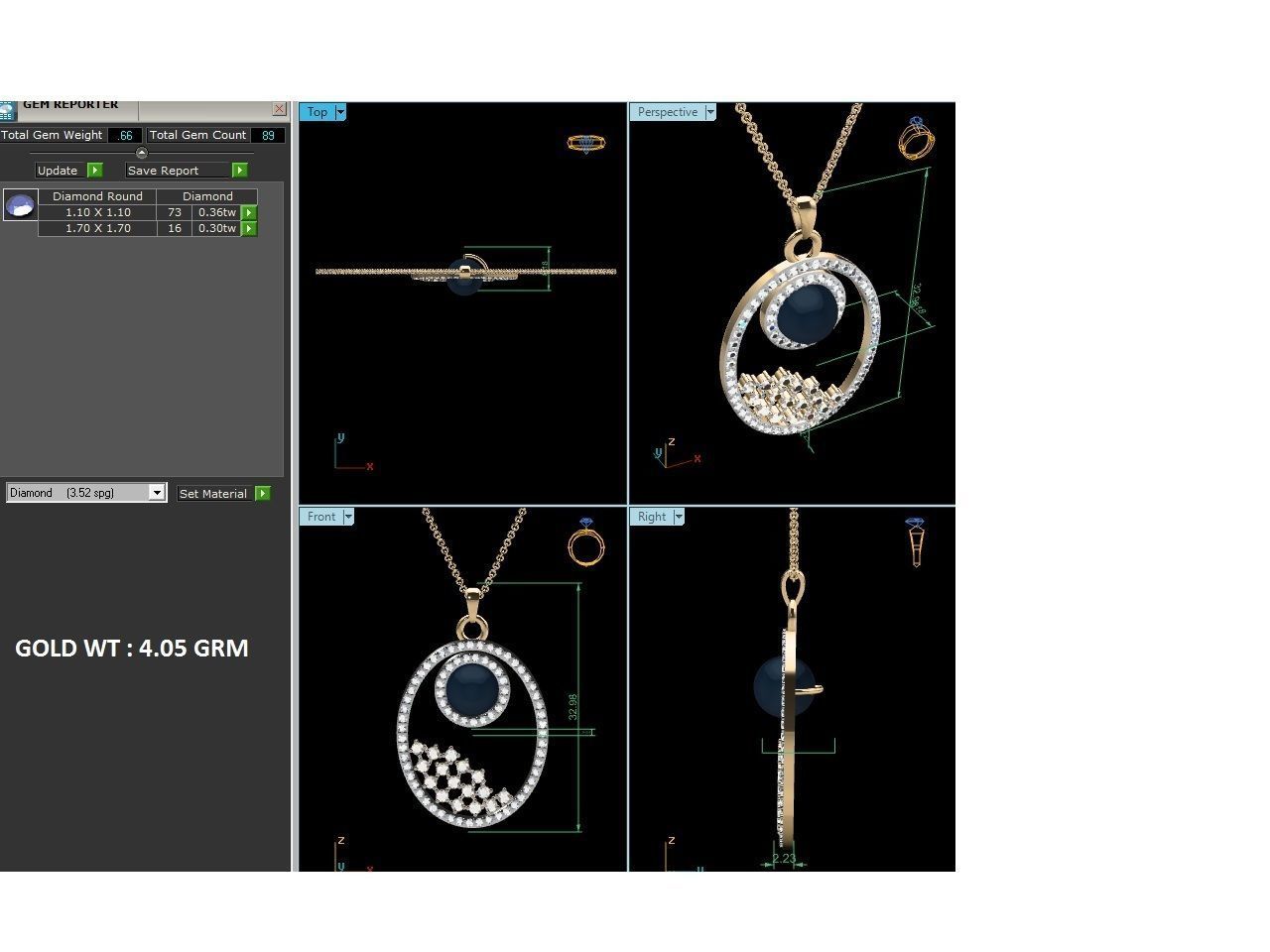 Light wt Diamond Charms Pendant 3dm render Detail 3D print model_3