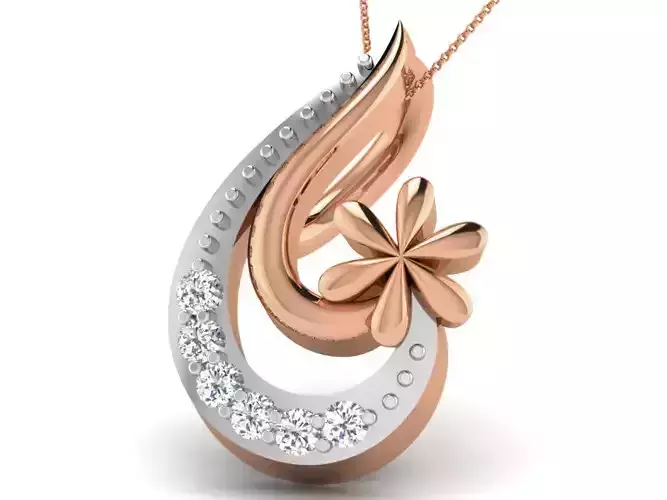 Flower Light wt Diamond Charms Pendant 3dm render Detail