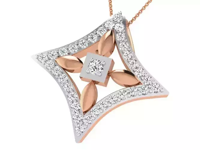 Flower Light wt Diamond Charms Pendant 3dm render Detail
