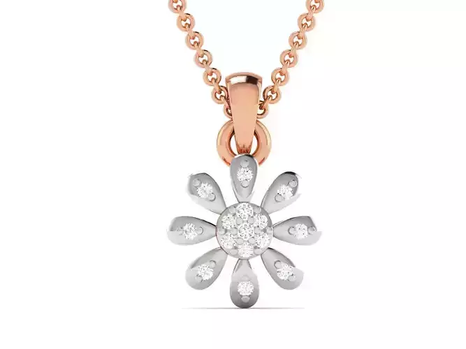 Flower Light wt Diamond Charms Pendant 3dm render Detail