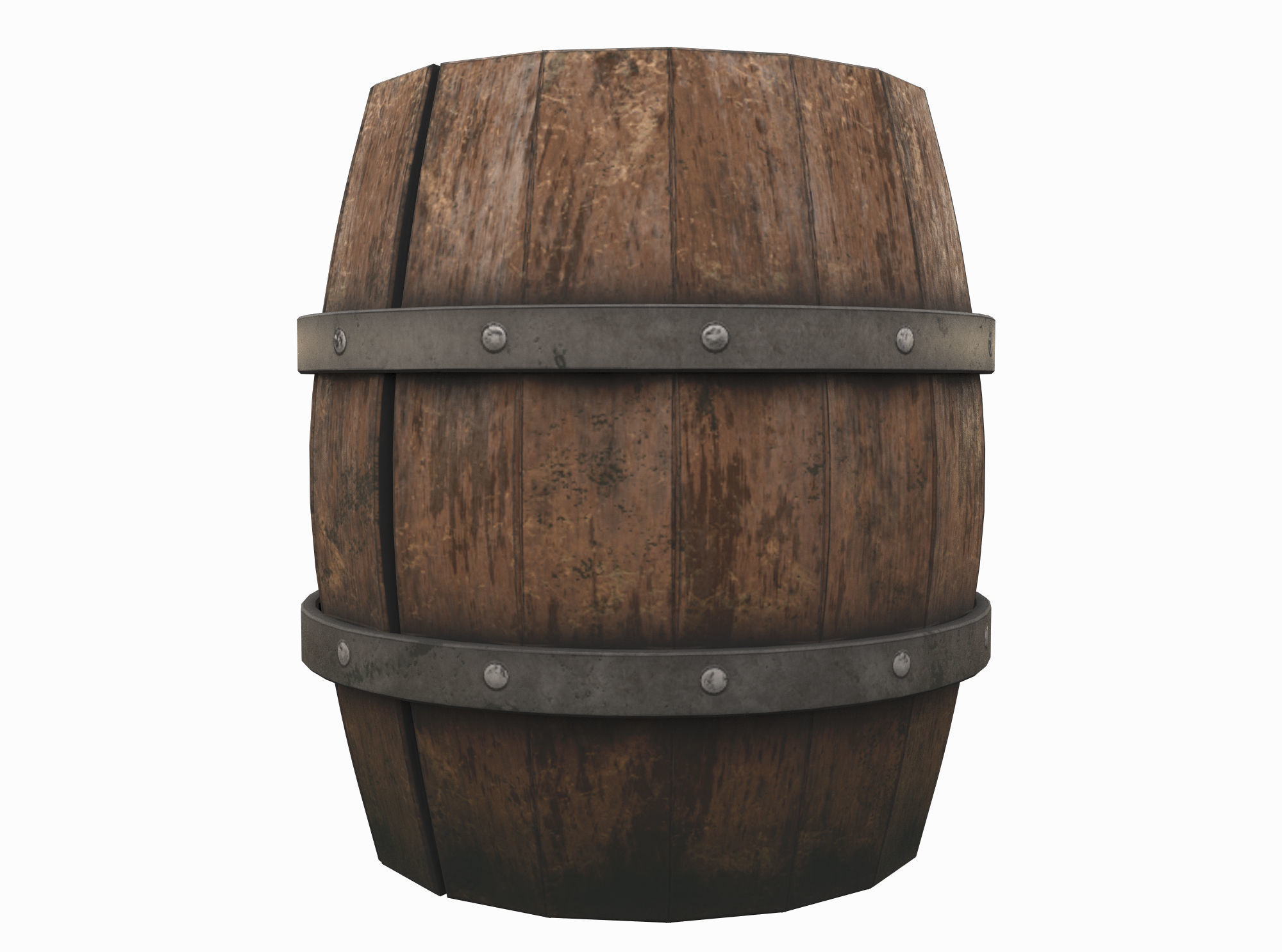 Barrel Wooden Low-poly 3D model_1