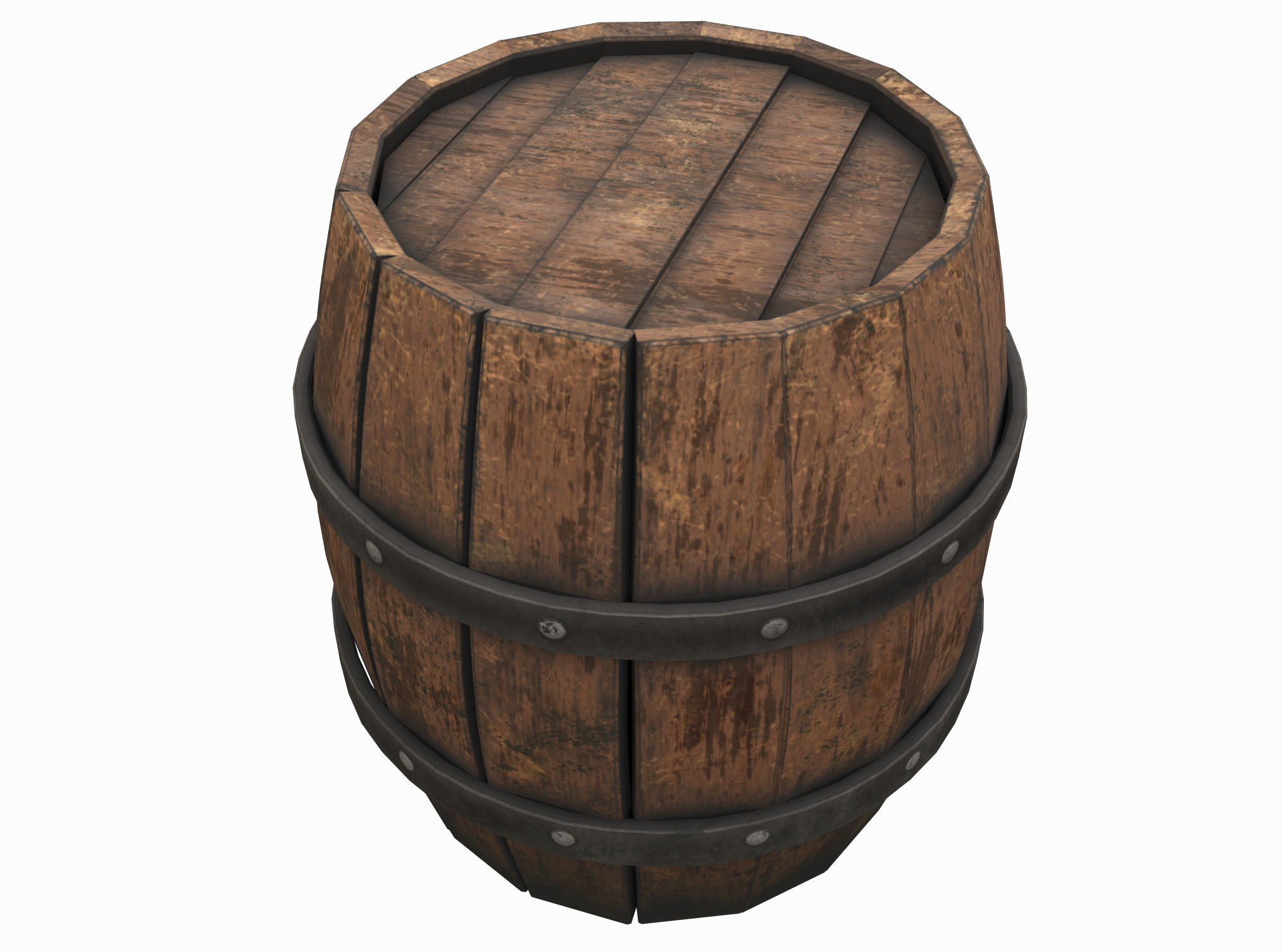 Barrel Wooden Low-poly 3D model_2