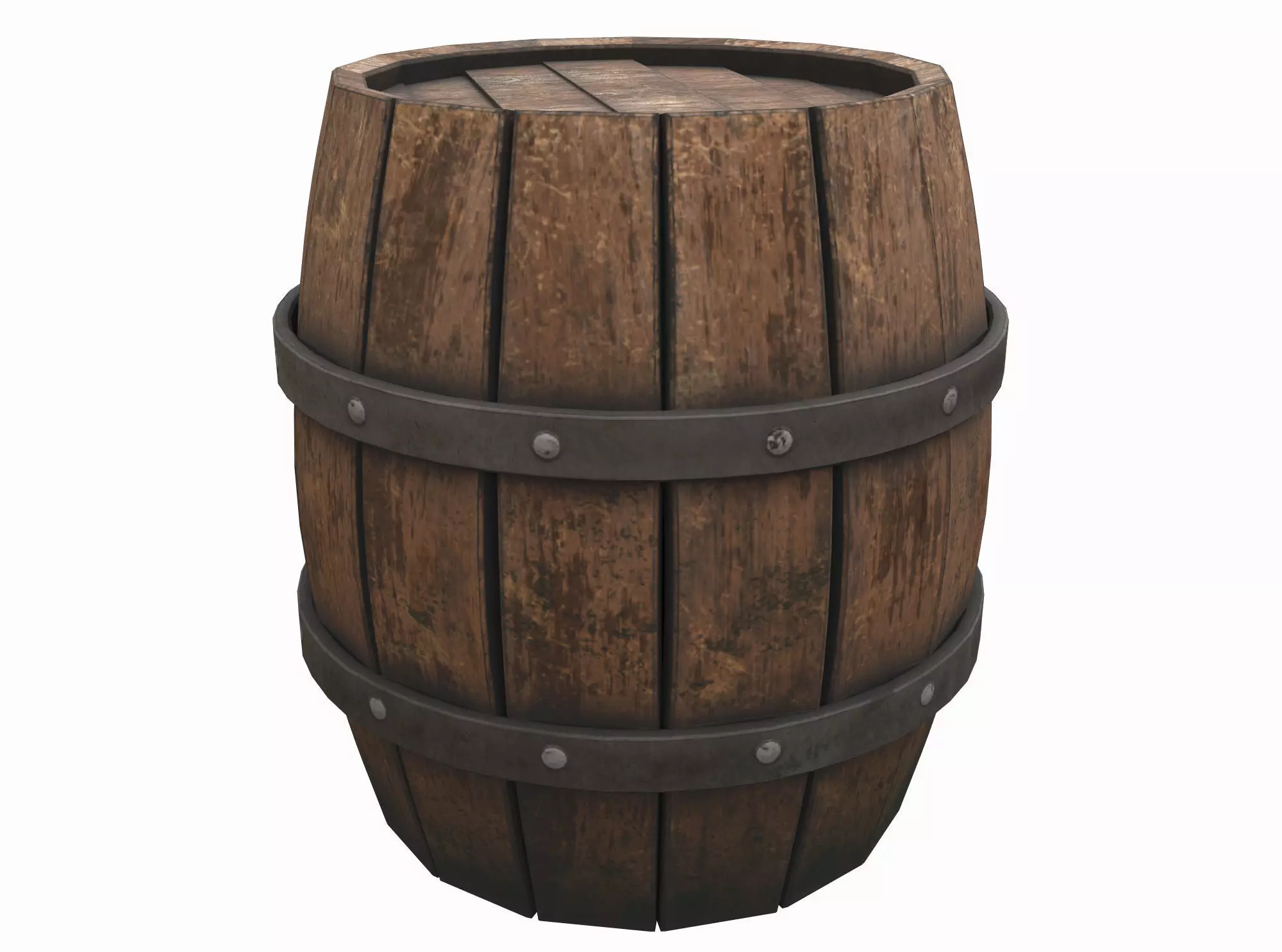 Barrel Wooden Low-poly 3D model_0