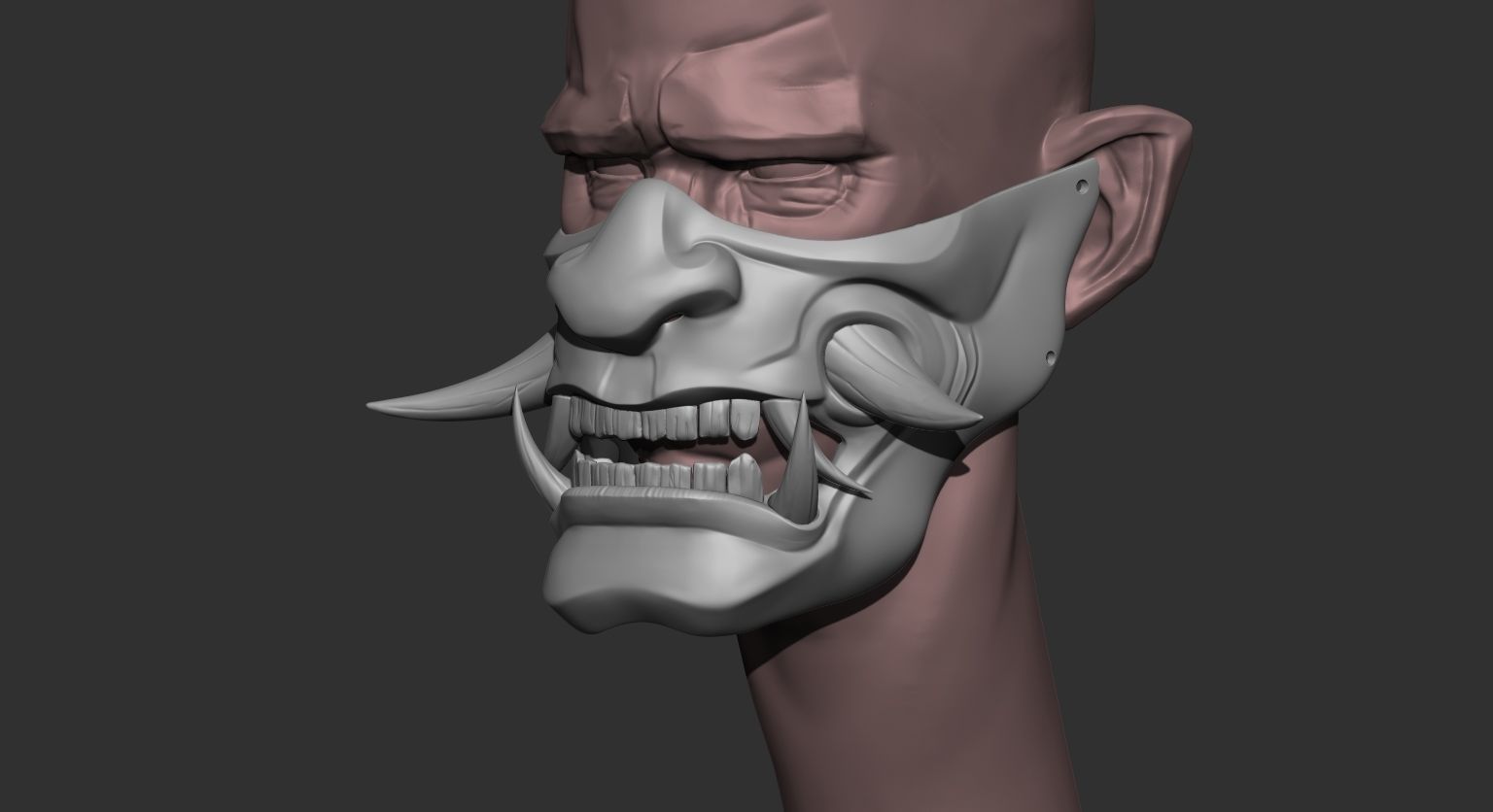 Half Samurai Mask 3D print model 3D print model_7