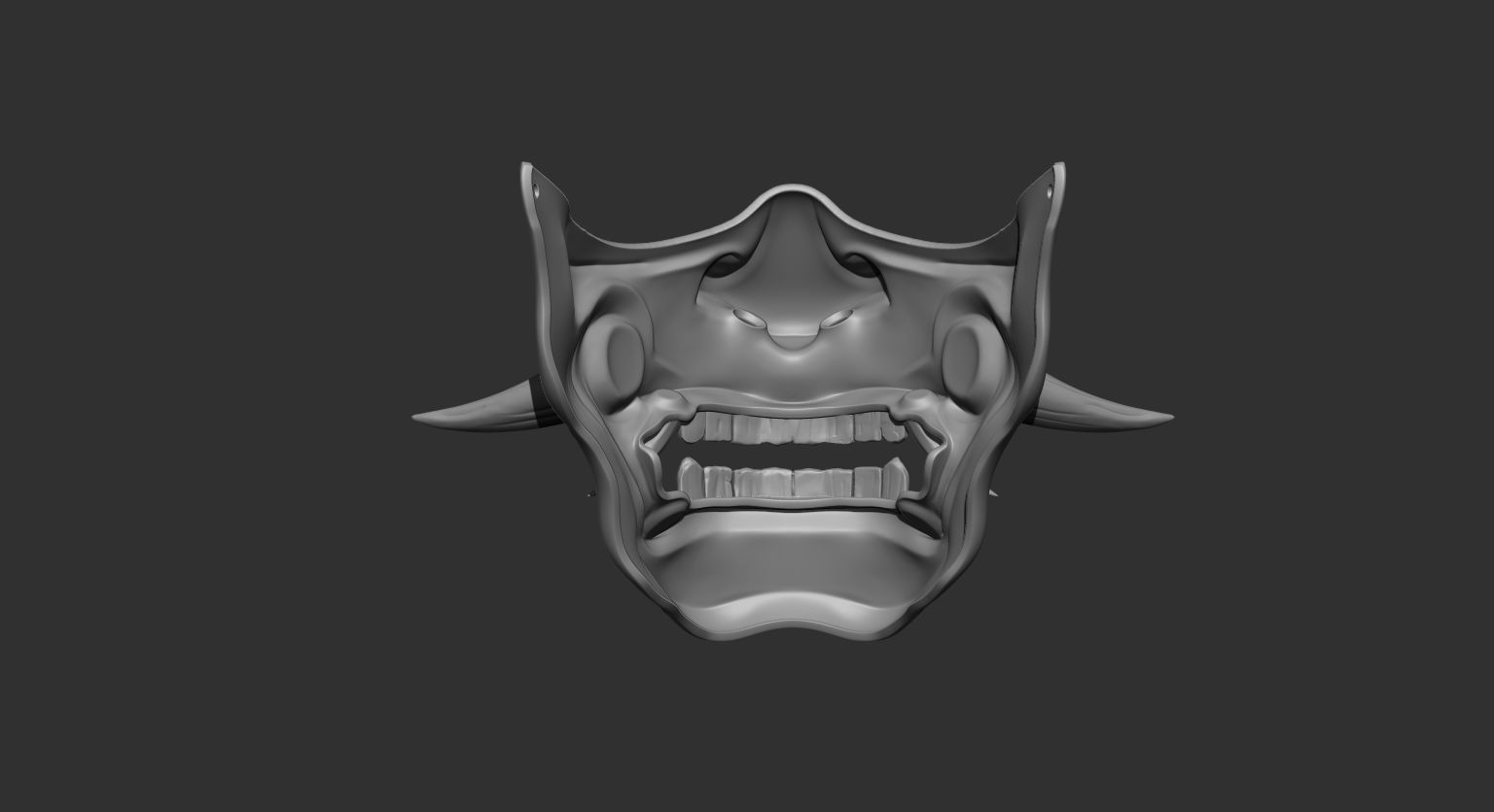 Half Samurai Mask 3D print model 3D print model_4