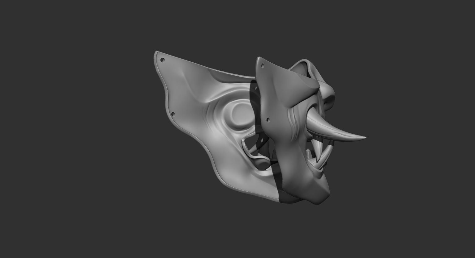 Half Samurai Mask 3D print model 3D print model_3
