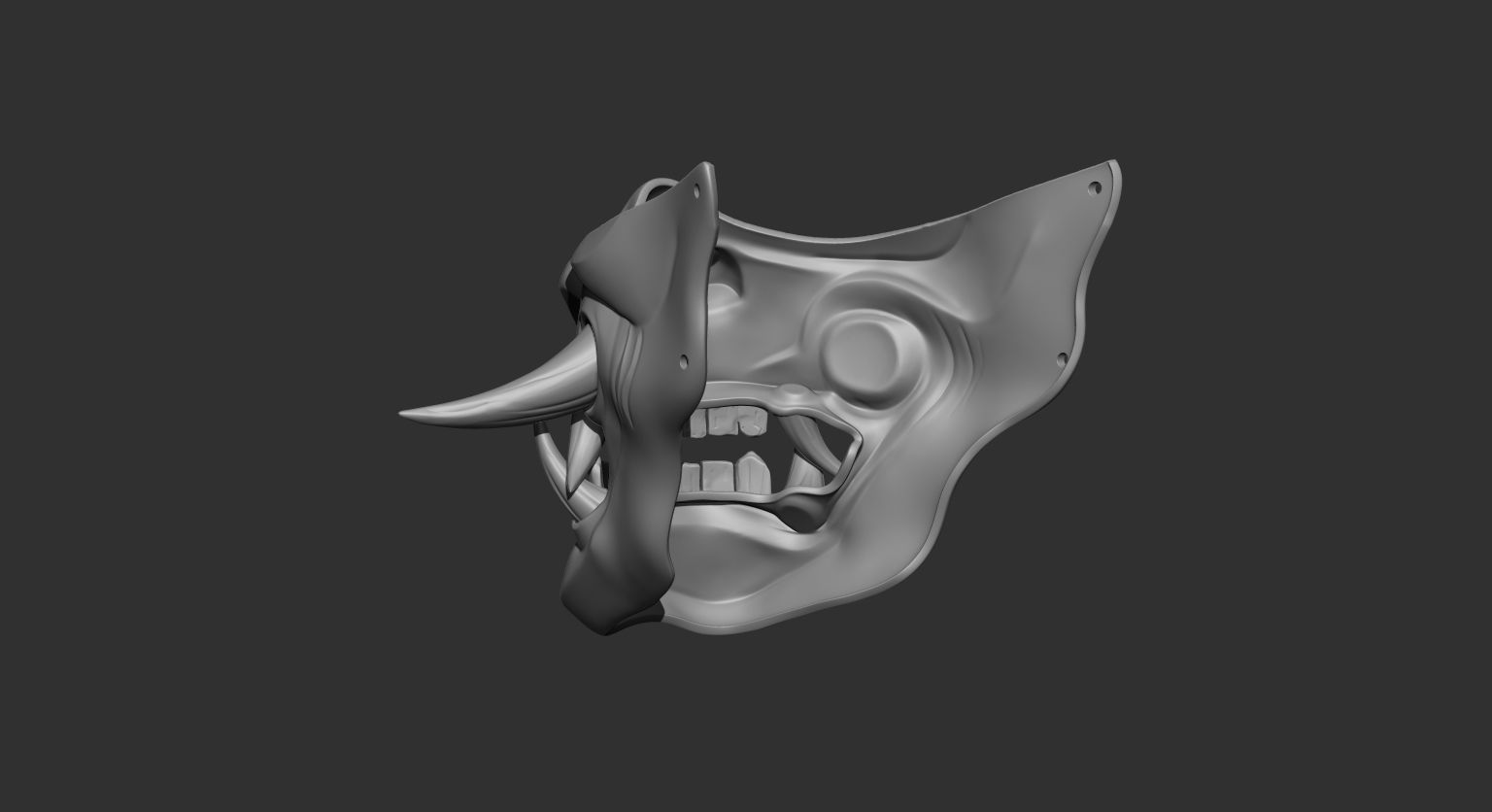 Half Samurai Mask 3D print model 3D print model_5