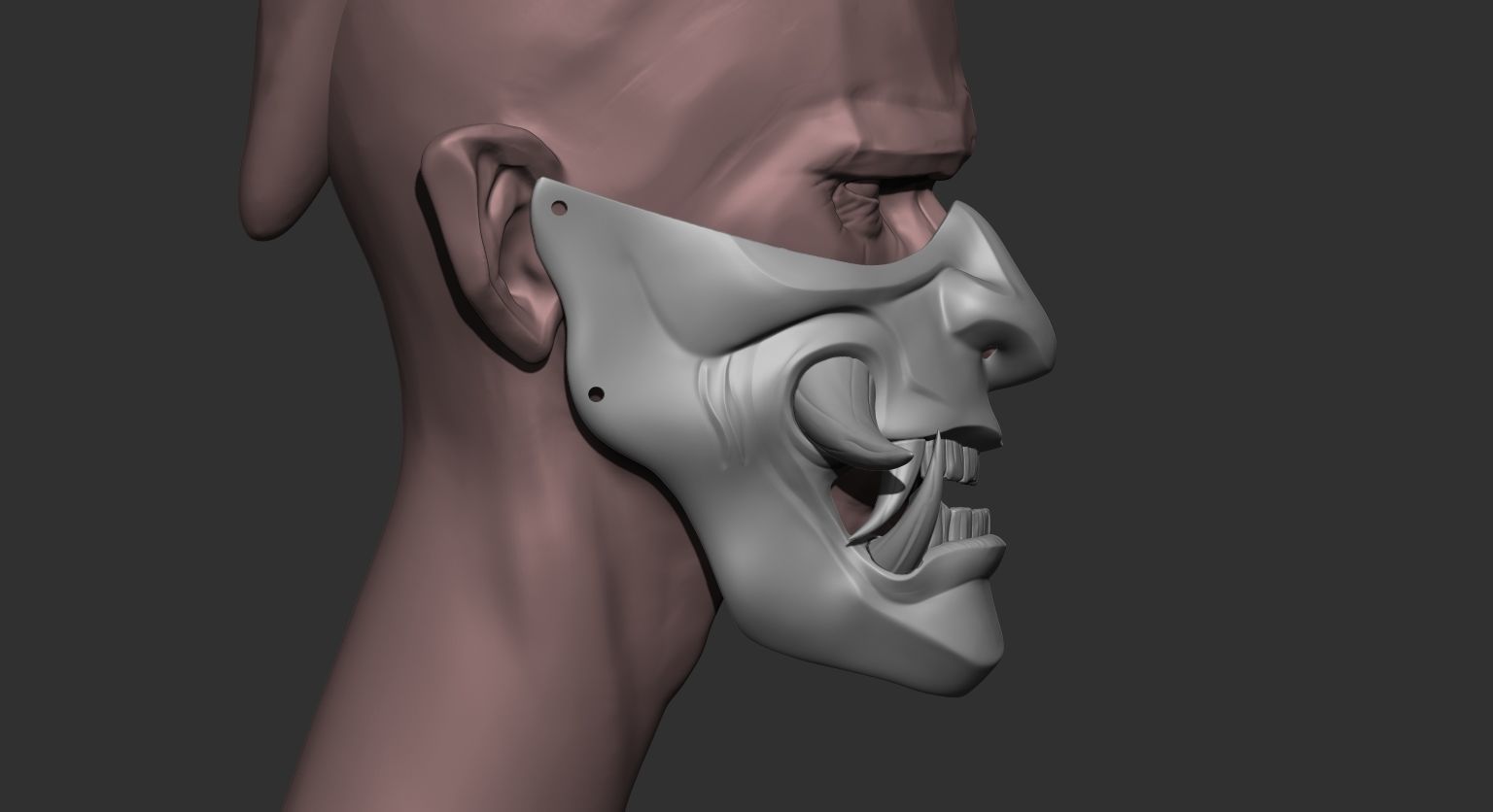 Half Samurai Mask 3D print model 3D print model_2