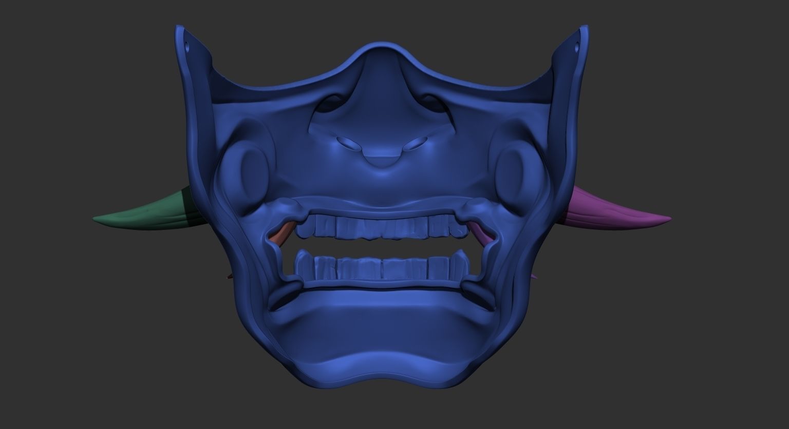 Half Samurai Mask 3D print model 3D print model_9