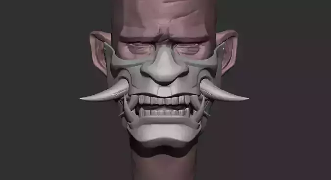 Half Samurai Mask 3D print model 3D print model